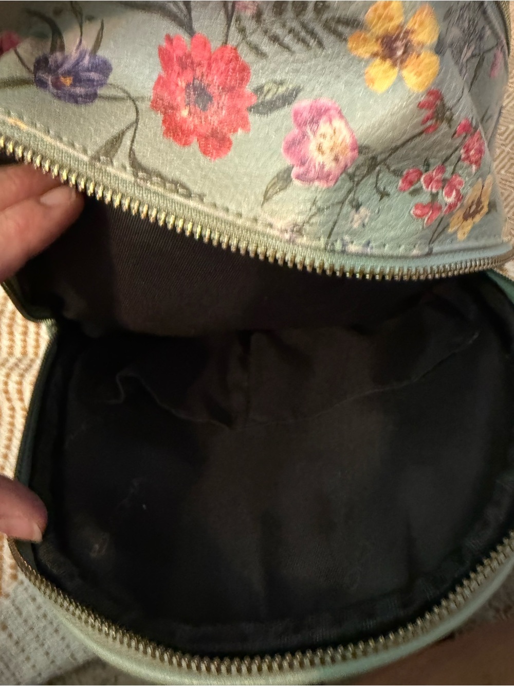 Big Buddha Mint Green Floral Mini Backpack with Gold Hardware - Picture 7 of 10